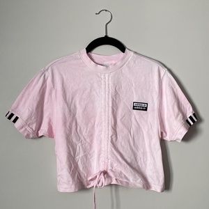Adidas Pink Dyed Drawstring Crop T (M)